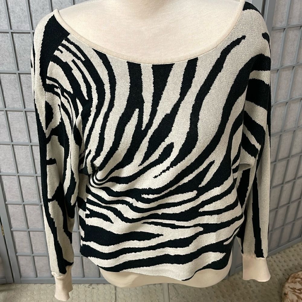 Anthropologie Zebra Print Pullover Sweater, Size Extra Small